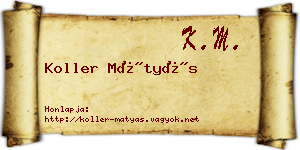 Koller Mátyás névjegykártya