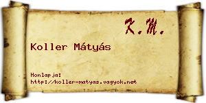 Koller Mátyás névjegykártya